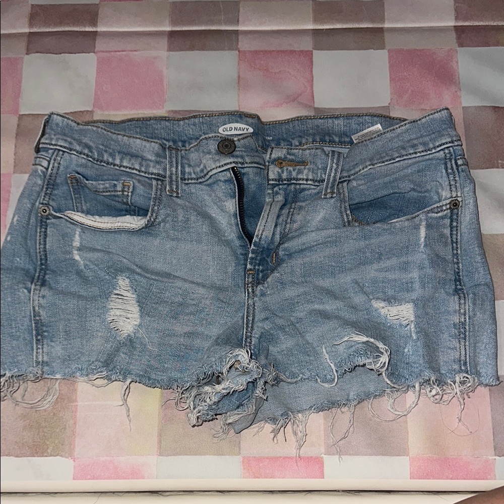 Old Navy Women's Light Blue Distressed Jean Shorts